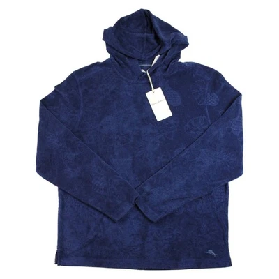Tommy Bahama Hoodie Mens L Island Navy Poolside Paradise Terry Pullover $128 NEW - Image 1 of 4