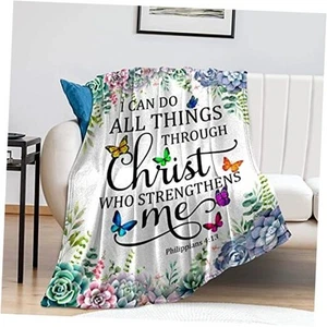 Christian Gifts for Women Inspirational Religious Blanket Bible 50"x40" God 3 - Picture 1 of 8