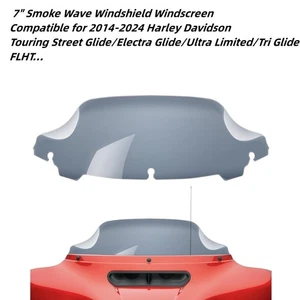 7" Smoke Wave Windshield for Harley Touring Tri Glide Ultra Limited 2014-2024 - Picture 1 of 11