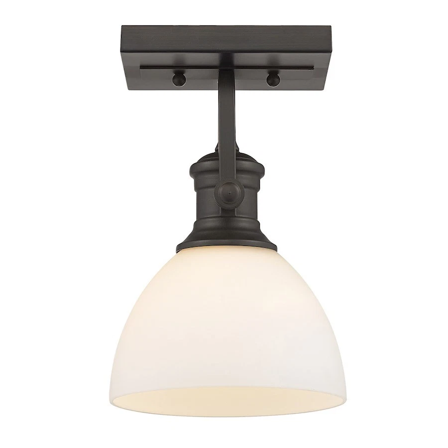 Golden Lighting Hines Semi Flush, Rubbed Bronze/Opal - 3118-1SFRBZ-OP - Image 1 of 1