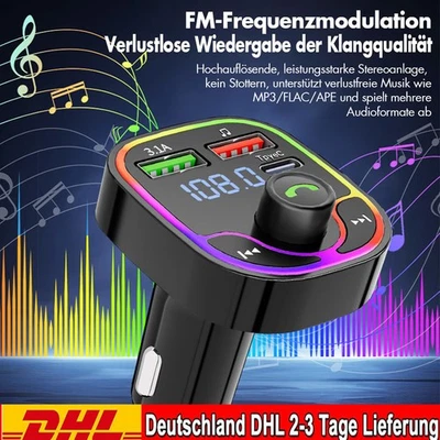 FM Transmitter Auto Kfz Radio Adapter mit Dual USB Ladegerät PD Bluetooth 5.0 DE - Bild 1 von 4
