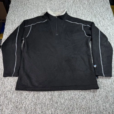 Kuhl Sweater Mens XL Black Europa Alfpaca 1/4 Zip Pullover Fleece Hiking Jacket - Image 1 of 4