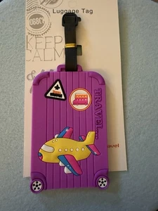 Neu lila Flugzeug Koffer PVC Reisegepäck Rucksack Koffer Gepäckanhänger - Bild 1 von 8
