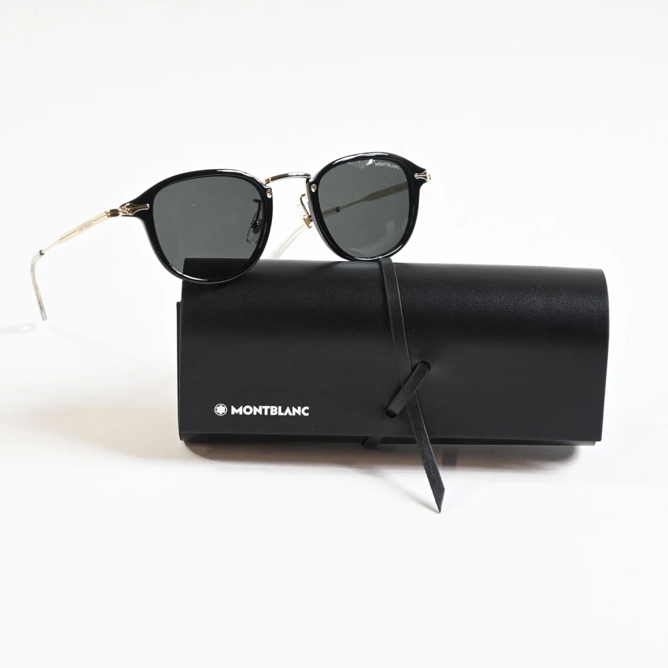 Montblanc MB0336S 001 Mens Authentic Sunglasses Black/Gold 48mm -