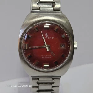 Orologio Automatico Laurens Rosso Acciaio 1970s 35mm - Imagen 1 de 7