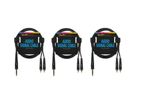 Câble audio 9m 2x RCA vers jonction stéréo 6.3mm, double RCA vers jack 3 pièces - Photo 1/2