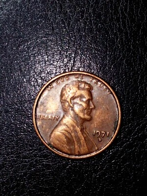 Mint Error DDO 1971 D Denver Lincoln Cent  1c Penny Two Tone Red Brown - Image 1 of 4