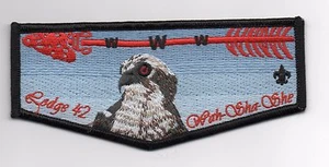 OA Wah Sha She Lodge 42 Flap S-?, Osprey Head, Black Brd., Solid Lt-Blue Bkgd. - Picture 1 of 1