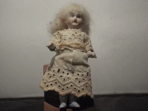 Antique 1890s  German bisque porcelaine doll in original dress 3.5 inches - Picture 1 of 9
