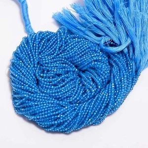 Swiss Blue Topaz quartz Coated Gemstone Round Beads 2.5 mm Strand 13" EB-118 - Picture 1 of 2