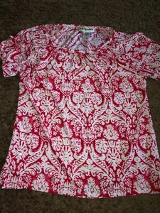 Cathy Daniels Polyester Small Red / White Bling Blouse NWOT - Photo 1/3