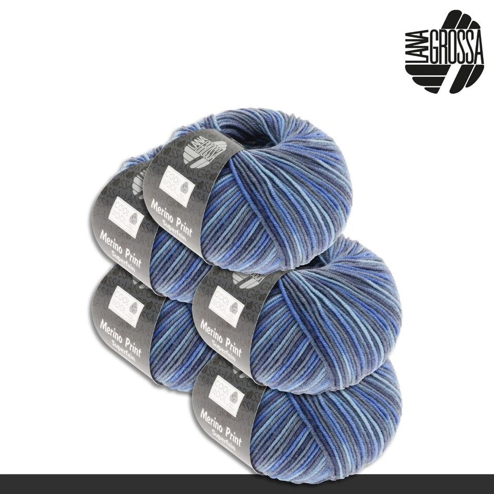 Lana Grossa Merino Superfein Cool Wool 716 Blau-grau 50g wolle