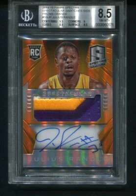 2014-15 Spectra Julius Randle Rookie Orange Prizm Patch Auto /25 BGS 8.5 10 Auto - Image 1 of 2