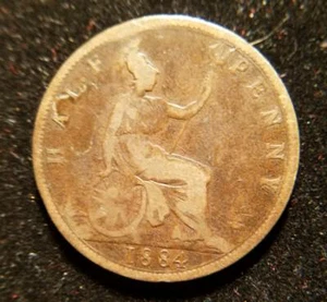 1884 Great Britain Half Penny OLD Collectible Coin! - Picture 1 of 2