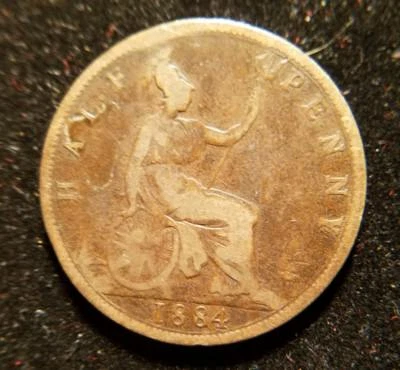 1884 Great Britain Half Penny OLD Collectible Coin! - Image 1 of 2