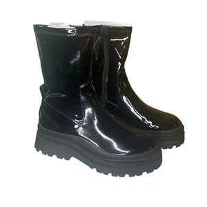 Aldo schwarze Big Shot Lack Plateau Socken Booties Größe 8 - Bild 1 von 7