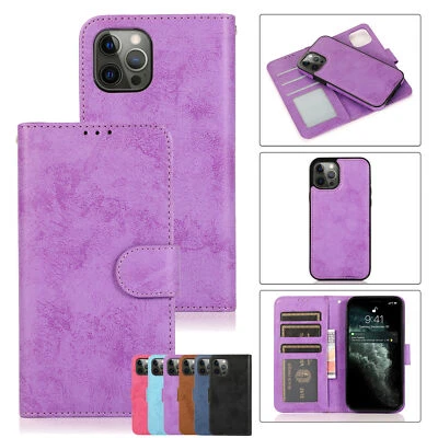 Flip Magnetic Wallet Phone Case For iPhone 15 14 13 12 11 Pro Max XR XS 6 7 8 SE - Image 1 of 4