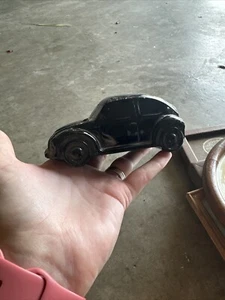 Volkswagen VW Beetle Bug Black Glass Bottle Vintage Avon Decanter EMPTY - Picture 1 of 8