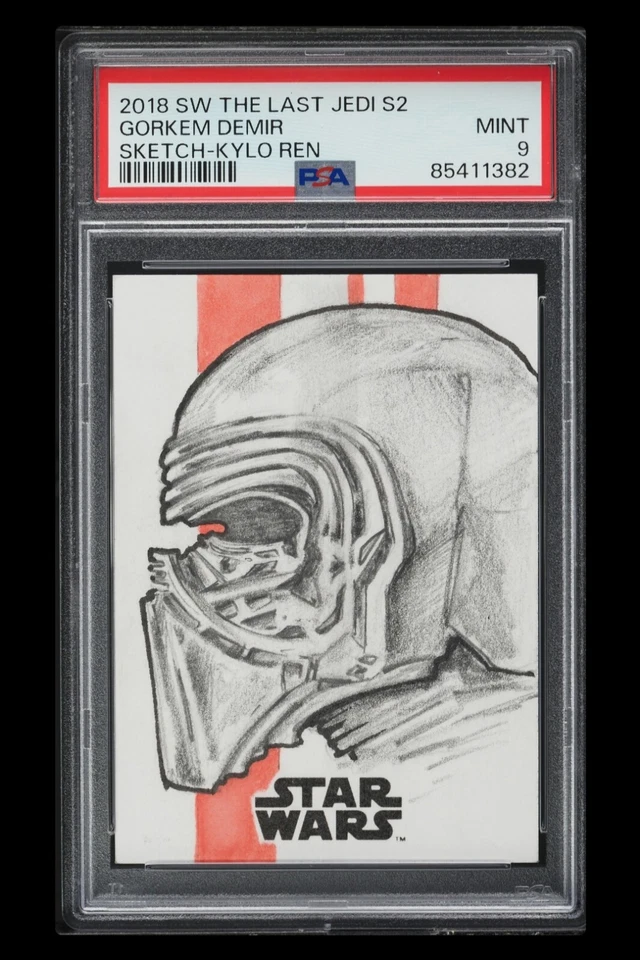 2018 ⭐ Star Wars The Last Jedi S2 Gorkem Demir Sketch-Kylo Ren-Auto-Pop/1⭐PSA-9⭐ - Image 1 of 2