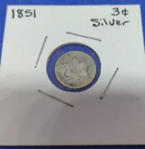 1851 US Silver 3 Cent Trime (B168) - Picture 1 of 5
