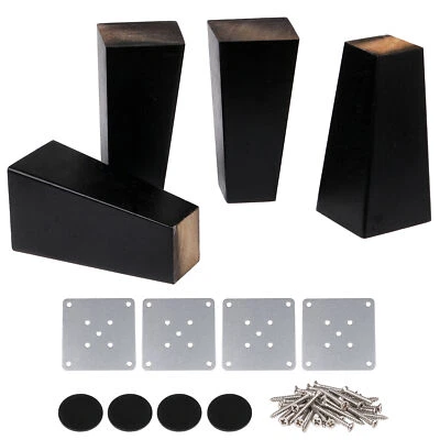 12PCS Oak Right Angled Trapezoidal Sofa Legs 4cm*6cm*12cm Black Furniture Part - Image 1 of 4