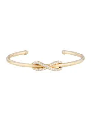 Tiffany Infinity 18K Yellow Gold Diamond Cuff  Bracelet Size Large - Image 1 of 4
