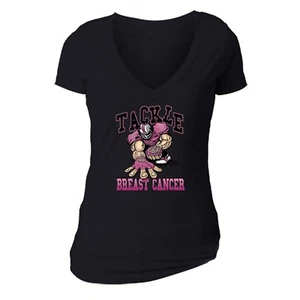 Tackle Football T-shirt Breast Cancer awareness PINK Ribbon survivor support - Picture 1 of 2