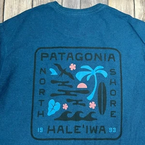 Patagonia Pataloha Haleiwa Hawaii Graphic Shirt XS Mens Blue Short Sleeve - Picture 1 of 7