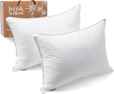 Fern and Willow Set of 2 Luxury Standard Premium Bed Pillows Down Alternative - Image 1 of 4