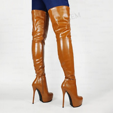 Women Thigh High Full Side Zip Stiletto High Heels Over Knee Boots Shoes US Size