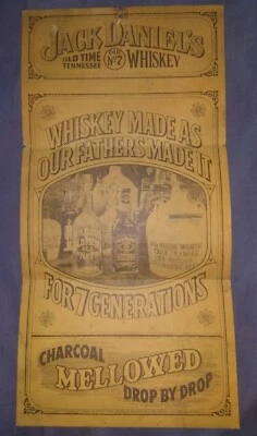 Vintage Jack Daniels Advertising Poster See Tear Rip Stored 30 odd years - Bild 1 von 4