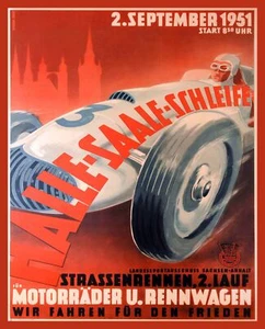 Decoration Poster.Home room art.Interior design.1951 German car race.Red.7405 - Picture 1 of 1
