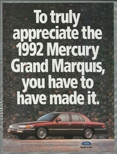 1992 MERCURY GRAND MARQUIS advertisement , Canadian, red Marquis sedan - Bild 1 von 3