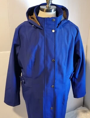 Abrigo Liz Claiborne Mujer Plus 3X Chaqueta Softshell Azul Resistente al Agua $180 NUEVO Foto 1 de 4