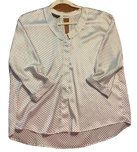 OFF WHITE Med. Camicia abito nuova con etichette Zara a pois scorrevole manica a 3 4 arrotolata bianco sporco e nero