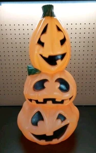 Vtg Halloween Pumpkin Stack Blow Mold Jack O Lantern  Plastic - Picture 1 of 5