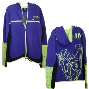 Chaqueta con Capucha Atsuko Evangelion Eva Unit-01 Contraste Cremallera Talla Pequeña Polar Nueva con Etiquetas - Imagen 1 de 14