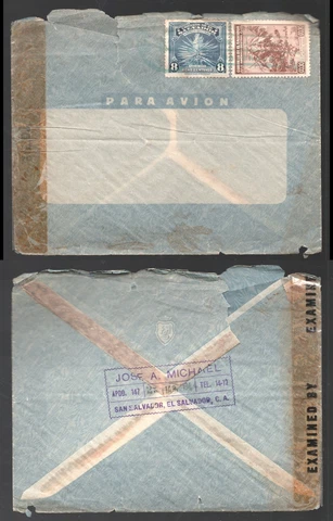El Salvador Censored Cover to USA Cover