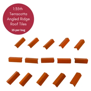 Dolls House 1:35th Scale 15 x Miniature Angled Ridge Roof Tiles Terracotta - Picture 1 of 7