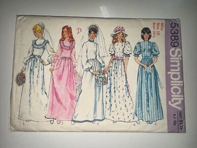 c. 1973, SIMPLICITY 5389, Wedding, Bridal sz 10 Bust 32.5"/ 83cm  USED but compl - Image 1 of 3