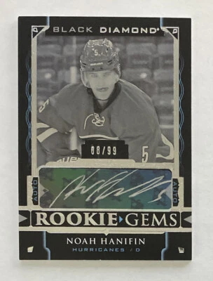 2015-16 Black Diamond Rookie Gems Pure Black Signatures Noah Hanifin RG-NH /99 - Image 1 of 3