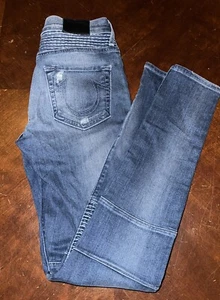 True Religion Jean HALLE Mid Rise Supper Skinny Distressed Sz 26 Jean. NWOT - Picture 1 of 16