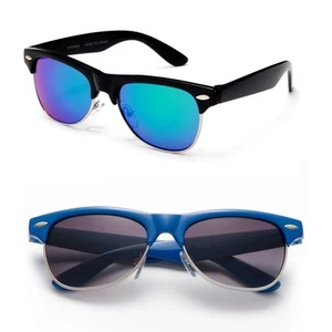 Kids Unisex Half Rimmed Style Frame Color Sunglasses Boys Girls Polarized Mirror - Picture 1 of 8