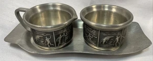 Groenlandica Tinn Norwegen Zinn Mini Tasse & Milchkännchen Set mit Tablett - Bild 1 von 15
