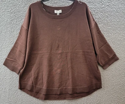 Suéter Melissa Paige Plus Size Botão-Costas Ombro Caído 1X Chicória Café - Imagem 1 de 4