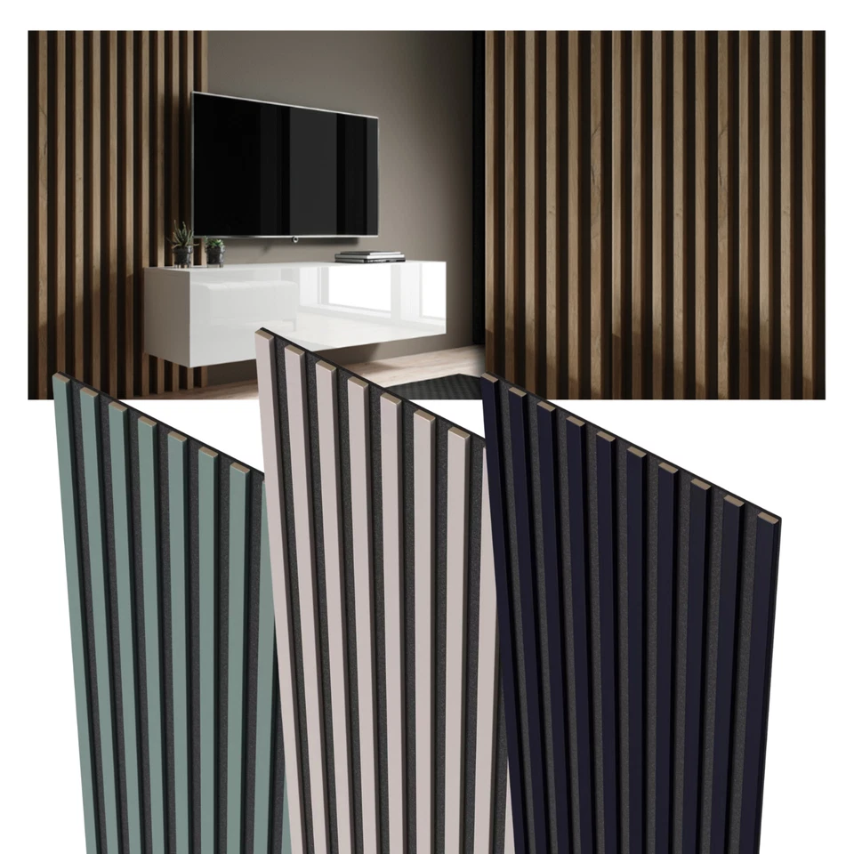 Akustikpaneele Filz Wandpaneele Holzpaneele Lamellenwand MDF 240x53 cm (2x26,5) - Bild 1 von 4