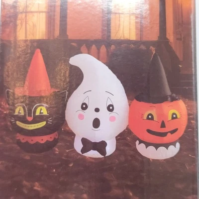 Way To Celebrate VTG Inspired Halloween Trio 6ft Airblown Inflatable Cat Ghost - Image 1 of 4