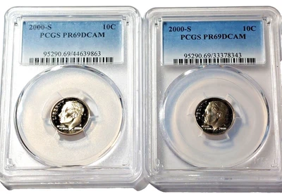 2-2000s 10c PCGS PR69DCAM Roosevelt Dimes - Image 1 of 2