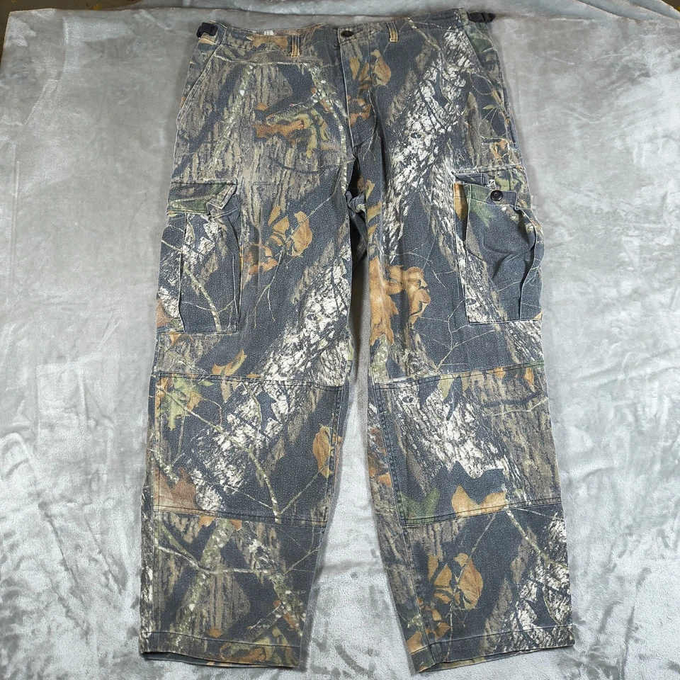 Pantalones cargo Cabelas vintage para hombre XL camuflados doble rodilla roble musgo romper caza Foto 1 de 4