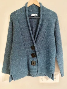 Habitat Schalkragen türkis Strick Cardigan Pullover Gr. M/L große quadratische Knöpfe - gebraucht, in einwandfreiem Zustand - Bild 1 von 9